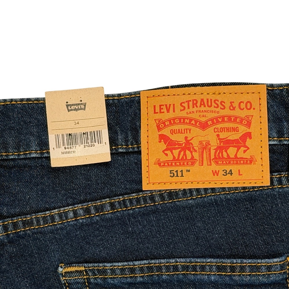 Levi's 511 Cut Off Shorts Mens 34 Blue NWT Slim Fit Denim Factory Raw Hem - Picture 6 of 7
